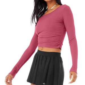 Alo Yoga Gather Long Sleeve Top (Raspberry Sorbet)